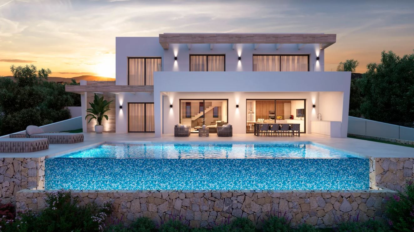Villa de luxe en construction à vendre à Moraira avec vue sur la mer.